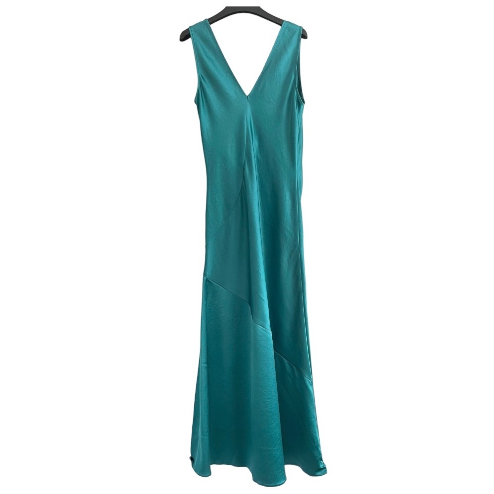 Anthro Pinko $378 Green Satin Twist Midi Bias Cut Slip Dress Size 38 US 2 XS - Picture 8 of 9